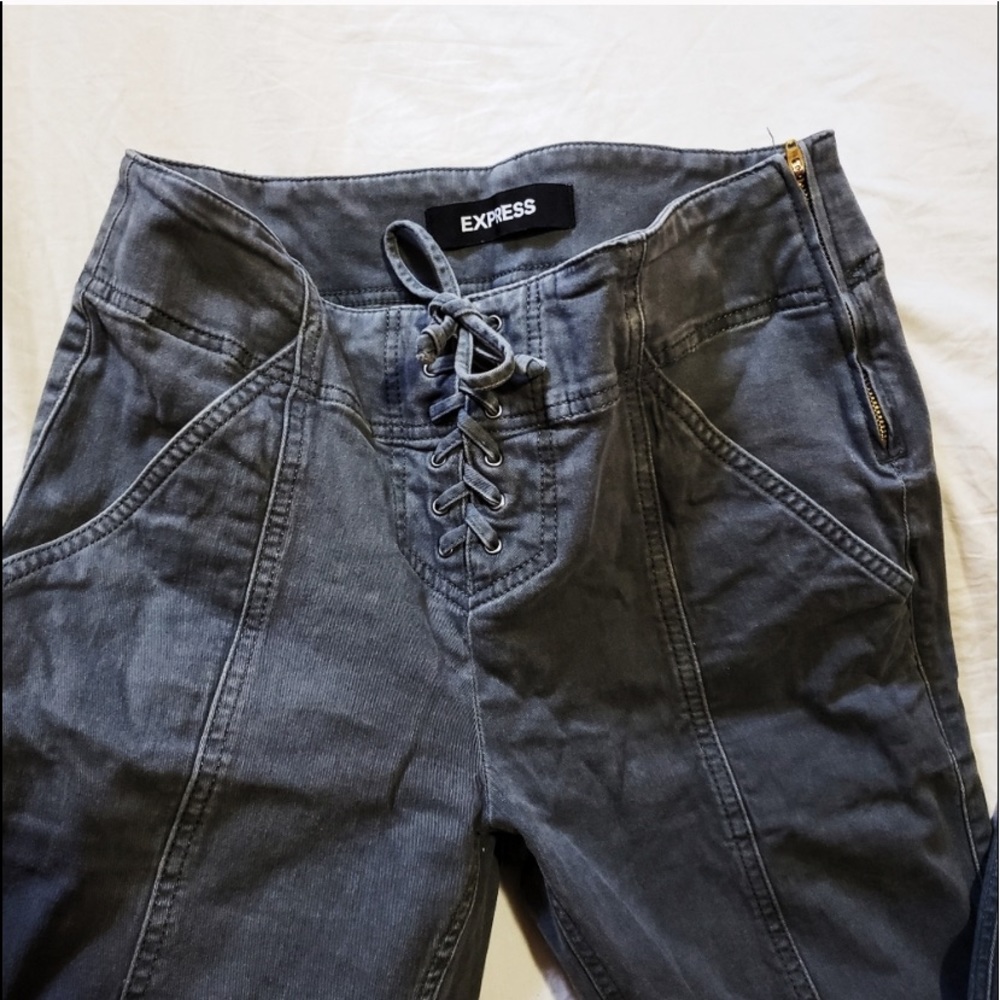 EXPRESS gray lace up skinny pants